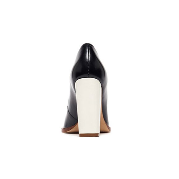 LOEFFLER RANDALL Leather Remy Block Heel Pump in Black & Cream Size 7.5 - Picture 2 of 13